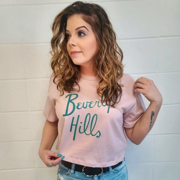 Pink and Green Beverly Hills Cropped Tee - Picture 5 of 6